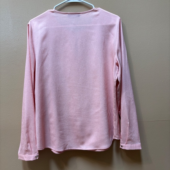 Karl Lagerfeld Long Sleeve Pink Ruffle Blouse Size L - Picture 2 of 7